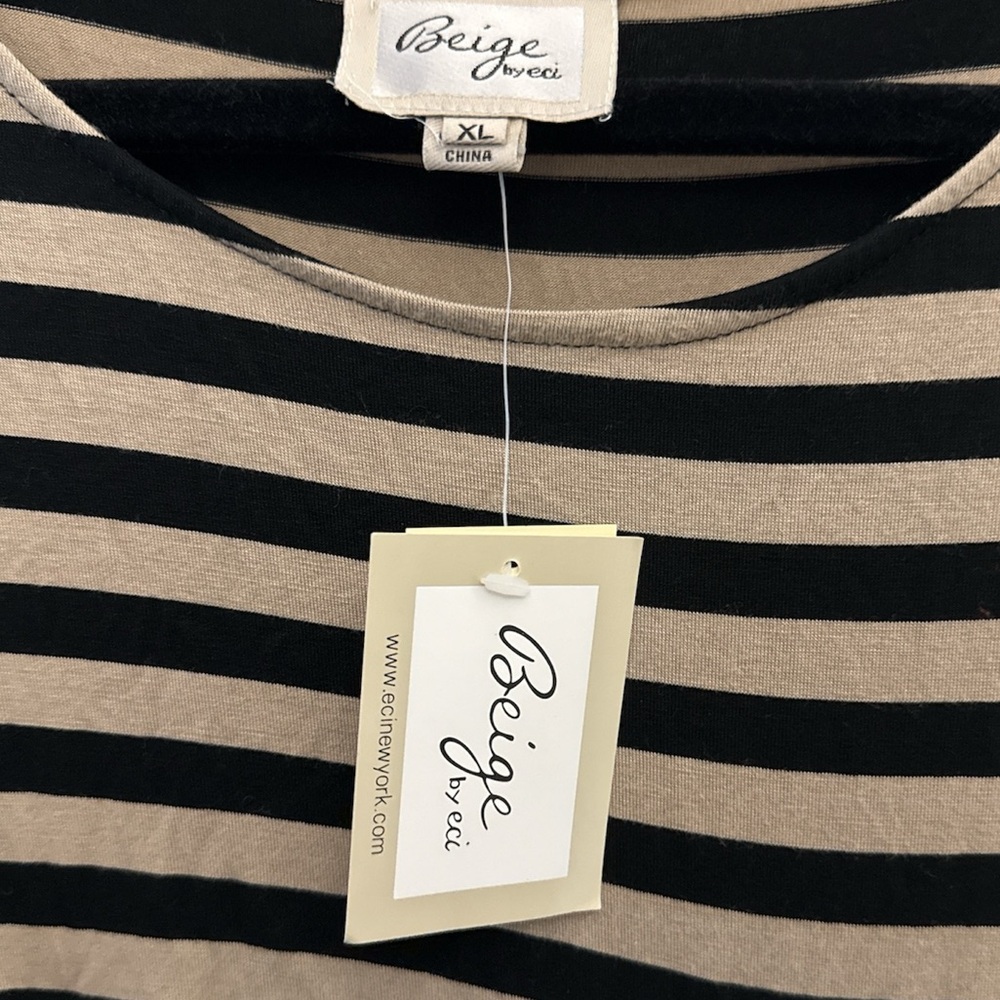 CLOSET CLEANOUT✨Beige by ECI Striped Ruched Tunic Top XL NWT - Picture 6 of 6